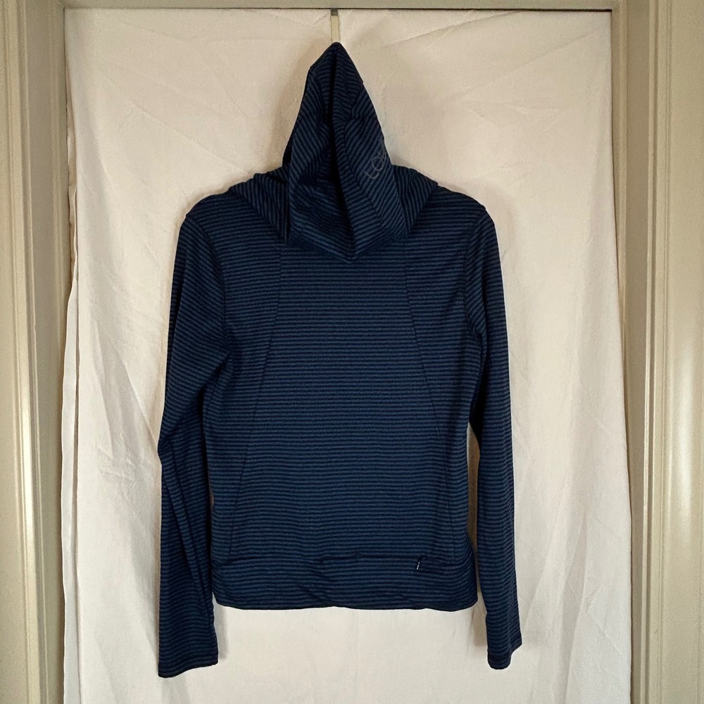 Lole Women's Striped Cowl Neck Thumb Hole Pullover Hoodie Athleisure Top - Picture 12 of 14